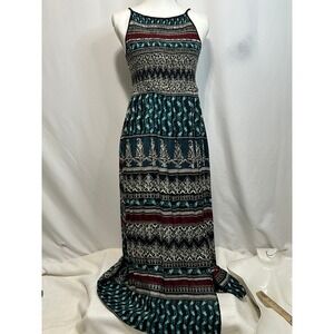 American‎ Rag Maxi Dress Medium Sleeveless Teal Red Patterned Casual Boho